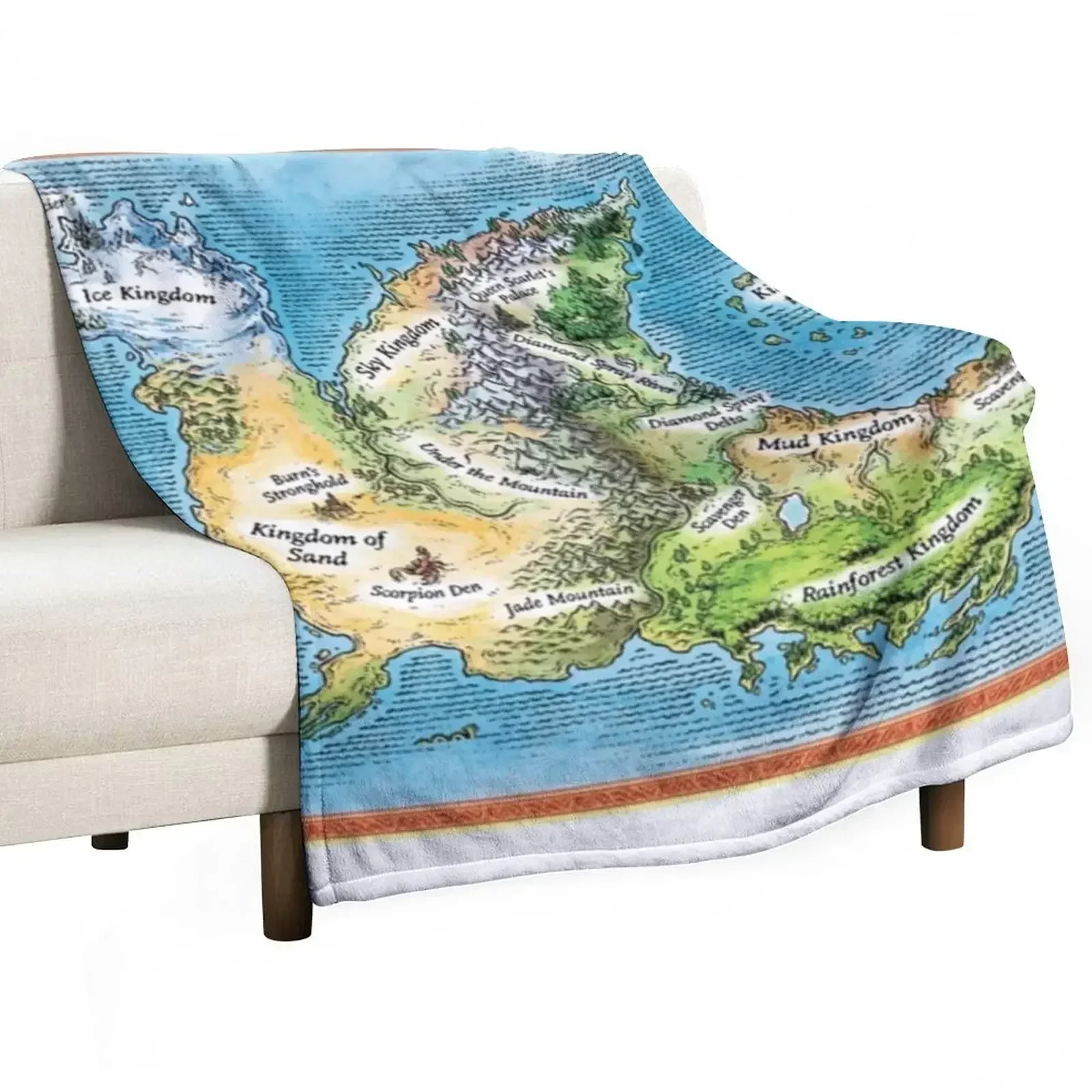 

WOF Maps Throw Blanket Warm Accent Blanket for Living Room Decoration