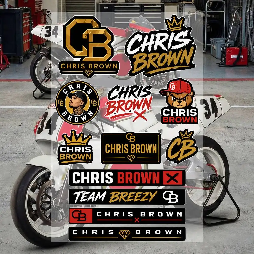 C-hris B-rown Aesthetic Graffiti Waterproof PVC Stickers for Car Motorcycle Skateboard Helmet Notebook
