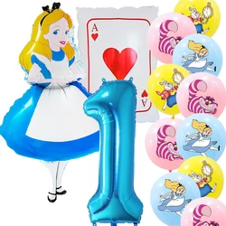 Alice im Wunderland große Poker 32 Zoll Nummer Ballon Set rosa blaue Mädchen Geschenke Geburtstags feier Dekoration Baby party liefert