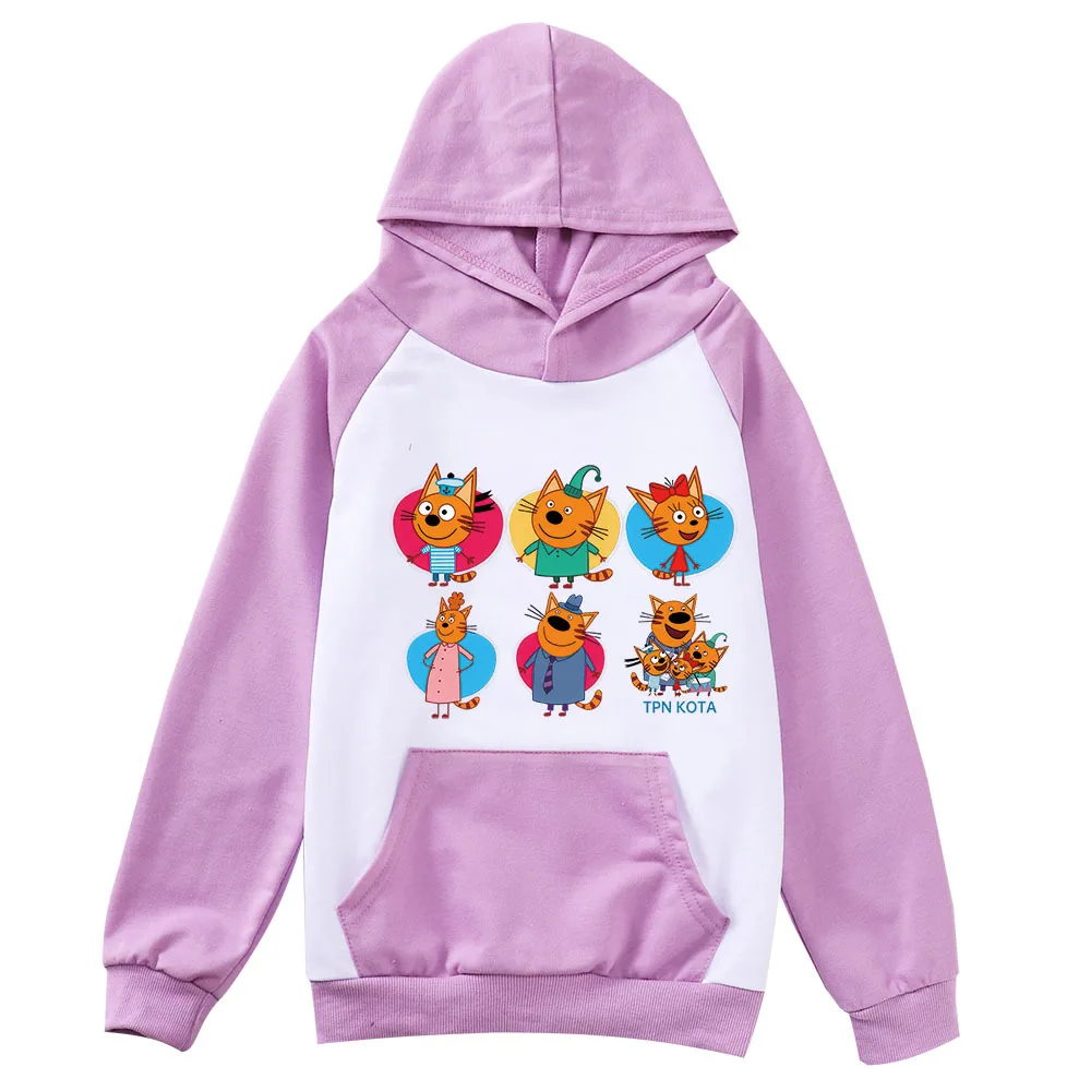 

Russian TpnkoTa Three Happy Cats Hoodie Kids E Cats Clothes Youth Baby Girls Boys Long Sleeve Coats Children's Fashion Outerwear