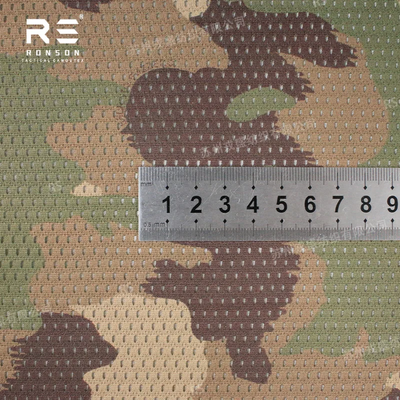 TAZ16 Switzerland Woodland Camouflage Mesh 120gsm Light Weight Polyester Printed Mesh Fabric for Tactical Face Mask Scarf