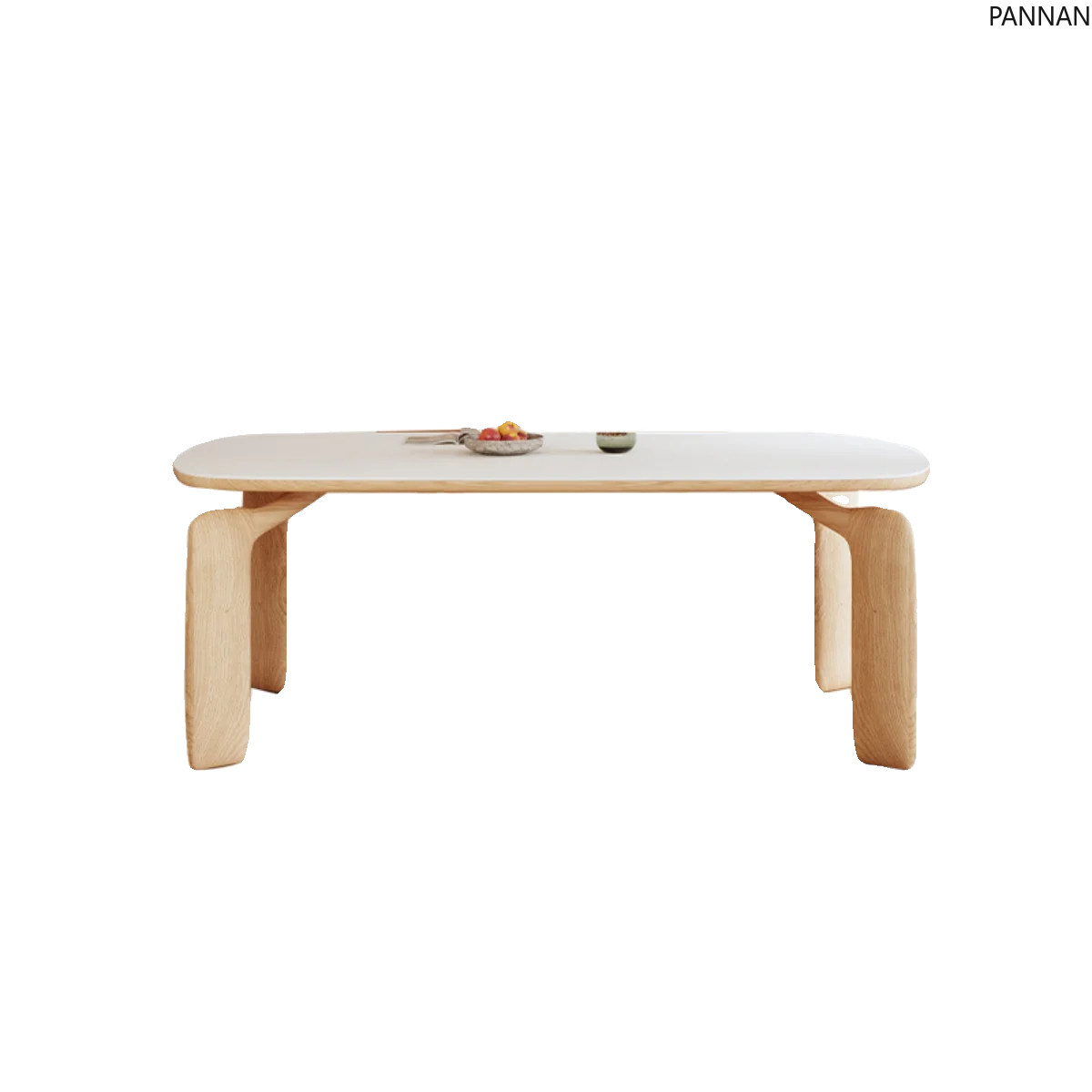

Modern simple log cream style elephant leg ash wood rock slab solid wood rectangular dining table and chairs