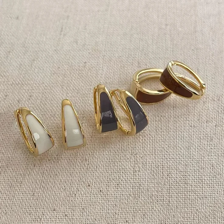 

Real 925 Sterling Silver Enamel Round Hoop Earrings for Fashion Women Geometric Fine Jewelry Minimalist Accessories