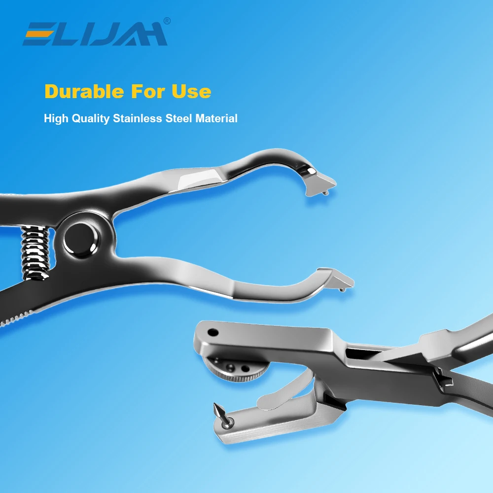SYJH Perforator Rubber Hole Puncher Set Stainless Steel Punching Forceps Anti Slip Handle 13Pc Rubber Band Clips Dental Supplies