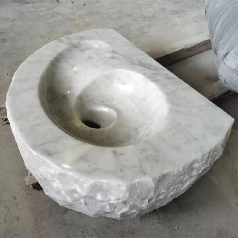Above the counter custom handmade modern design irregular unusual unique wash basin sink approved bathroom with white marble