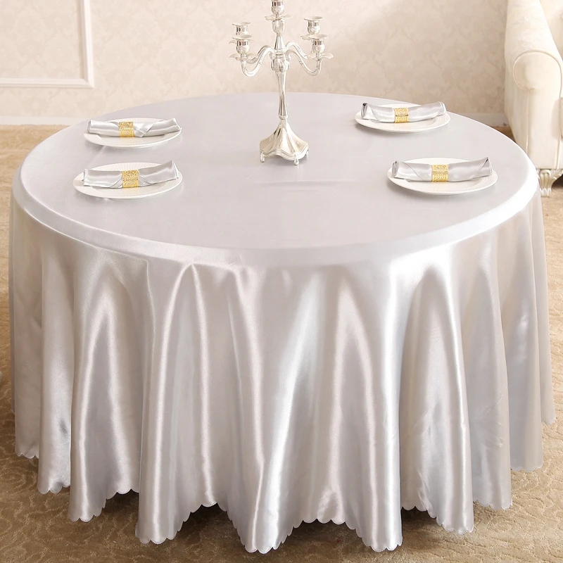 

Quality Thickening Satin Silver Round Table Cloth, Restaurant and Hotel Table Cover
