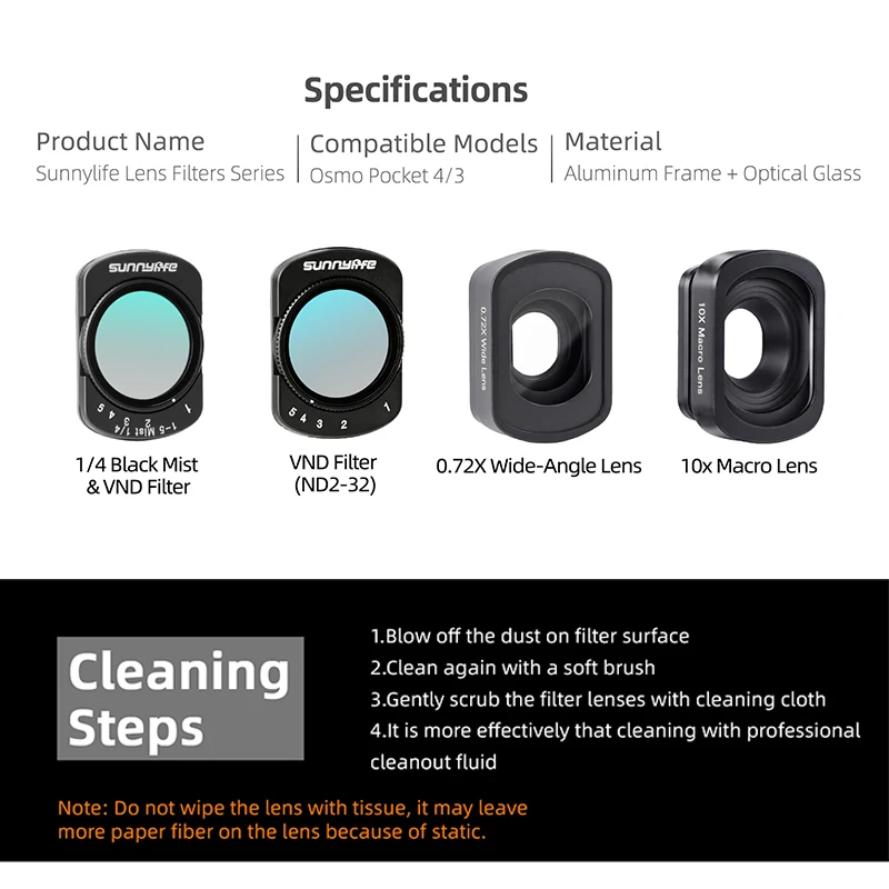 Objektivfilter-Set für DJI OSMO Pocket 3 4 ND2 bis 32 0,72X Weitwinkel 10x Makro-Objektiv Objektivfilter-Kit Set Pocket 4 3 Zubehör – Detail 1
