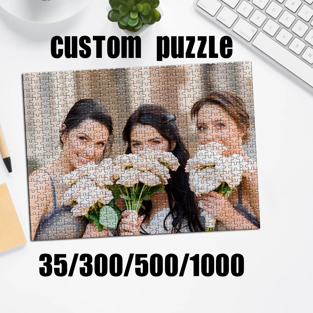 35/300/500/1000pcs Personalized Custom Photo Puzzle Bridesmaid Photos And Wedding Photos Personalised Gift Idea