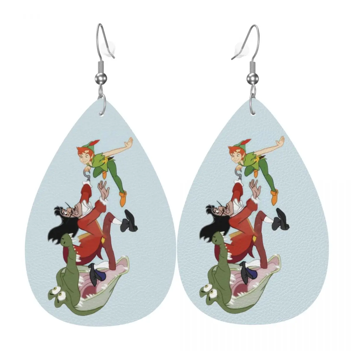 

Custom Peter Pan Crocodile Leather Earrings for Women Teardrop Dangle Earrings Jewelry Accessories