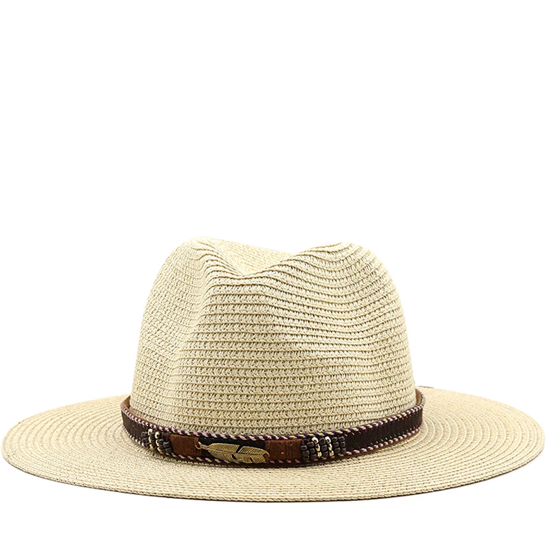 

Simple Top Quality Man Straw sun Hat Wide Brim Beach Foldable Cap Big Bone Men Plus Size summer women Fedora Hat