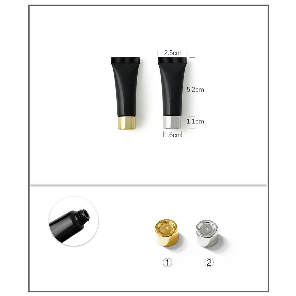 5g Black Plastic Refillable Cosmetics Squeeze Bottle 5ml Eye Cream Lotion Travel Package Soft Tube Empty Essence Container