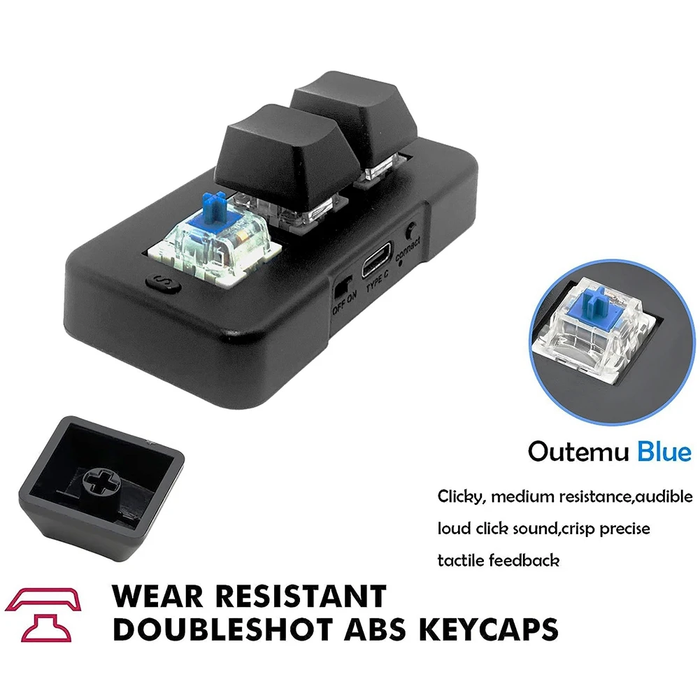 Ingenious-MK321BT 3-Key Mini Customized Mechanical Keyboard Blue Switch USB+BT Dual-Mode Connection For Game Multimedia,White Du