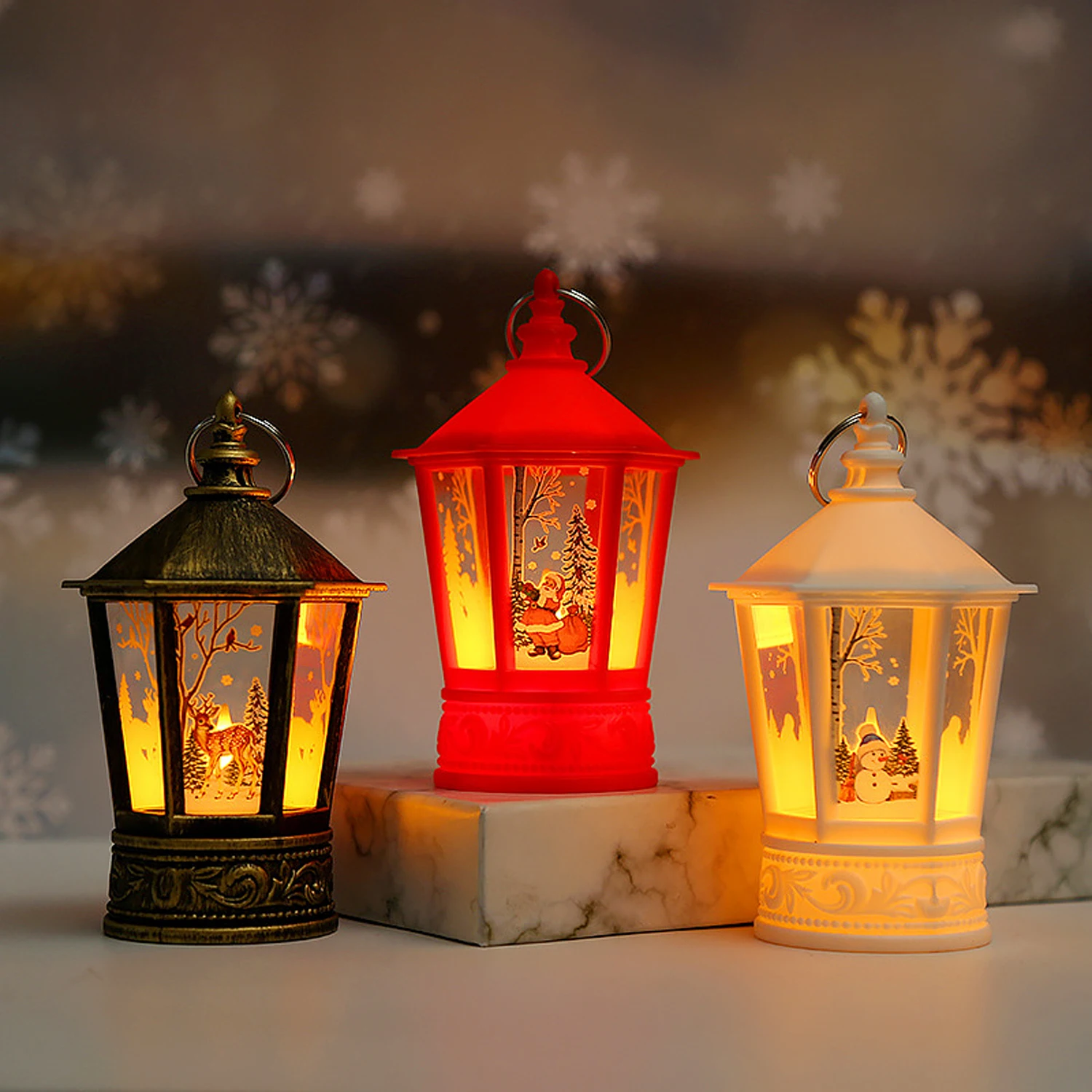 LED Christmas Decoration, Retro Christmas Candle Holder Lamp, Electronic Candle Light, Christmas and New Year Gifts