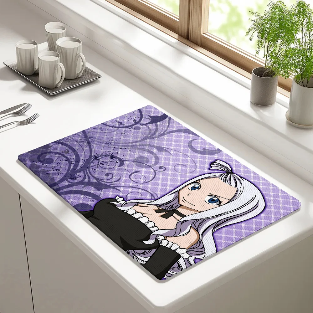 

F-Fairy Tail Mirajane Draining Pad Drying Mat For Kitchen Bar Coffee Dishes Rubber Quick Drying Water Absorbent Anti-slip Mat