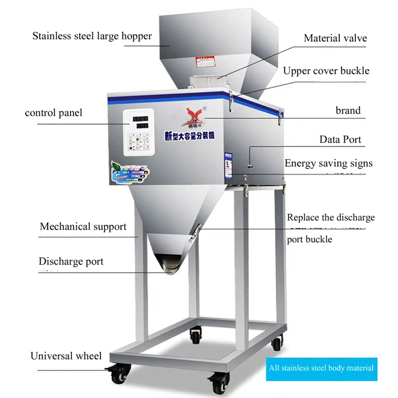 Automatic Vertical Filling Machine Digital Control Chicken Feed Seeds Coffee Beans Particle Powder Filler