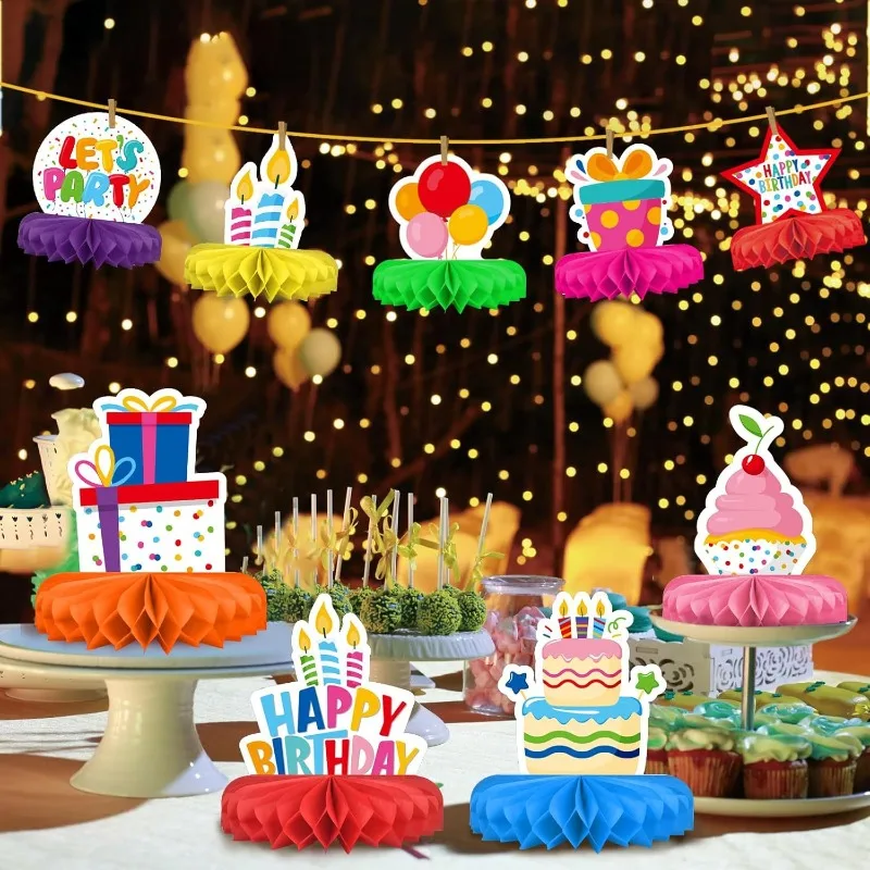 

Colorful Honeycomb Table Decor Birthday Party Centerpiece Wedding Dining Table Display Paper Honeycomb Stand for Festive Events