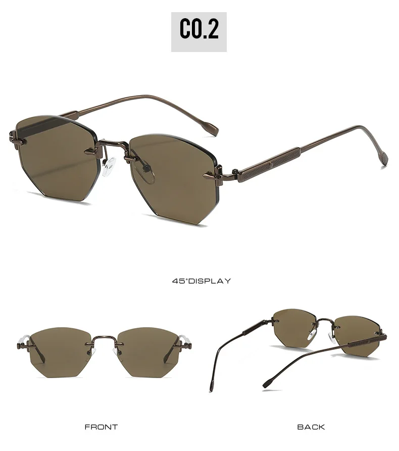 2025 neue Randlose Sonnenbrille Frauen Marke Mode Luxus Uv400 Damen Polygon Sonnenschutz Reise Brillen – Detail 7
