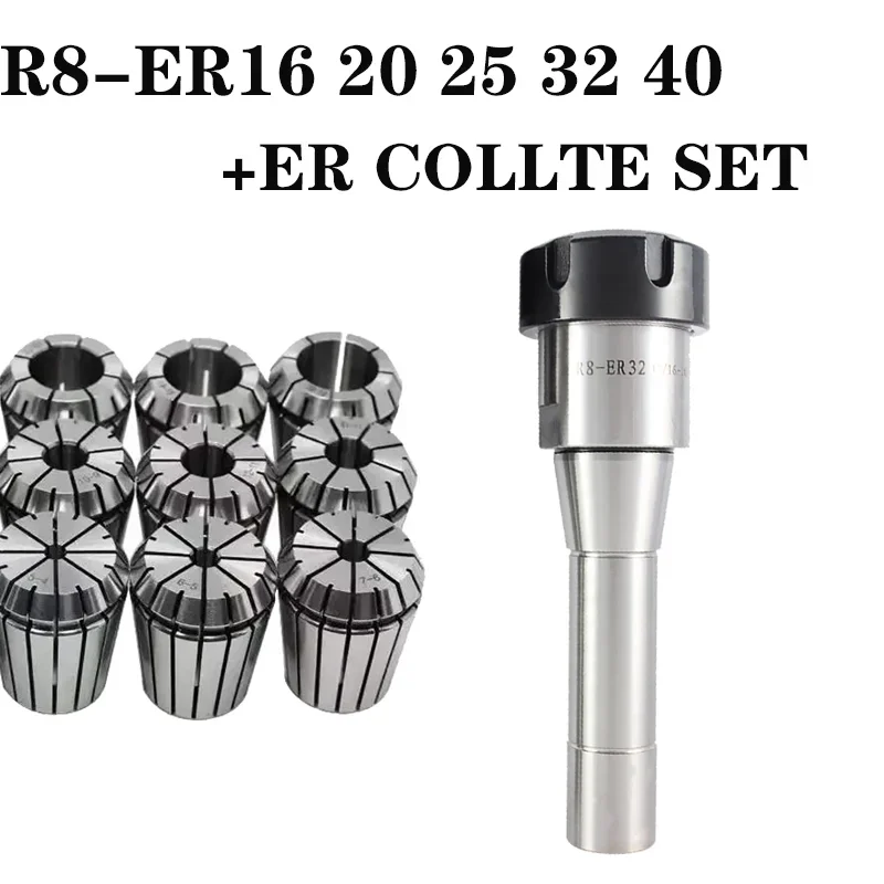 

R8 ER16 ER20 ER25 ER32 ER40 Tool Holder ER16 ER20 25 Chuck Set R8 (M12) Taper Shank Milling Cutter Chuck Lathe Parts R8(7-16) ER