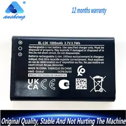 Original 3.7V 1000mAh BL-L5K Battery For Nokia 105+/Plus(2022) TA-1428/1447/1456 Mobile Phone