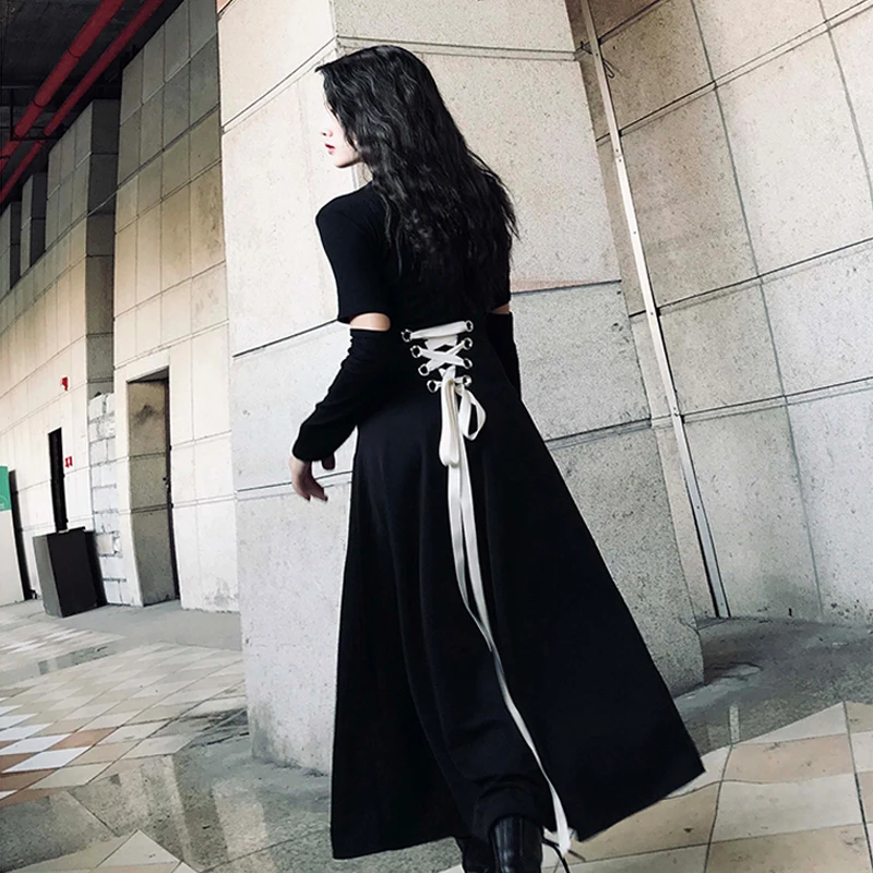 French Vintage Victorian Skirt Women Korean Style Slim Lace-up Designer Gothic Y2k Skirt Black Court Retro Casual Party Clothes