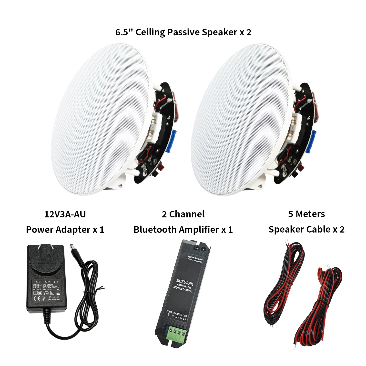 2 Stuks 6.5 ''In Plafond Bluetooth Speakers 300W 2-Way Inbouw Luidsprekers Systeem Met Versterker Ontvanger voor Indoor Badkamer