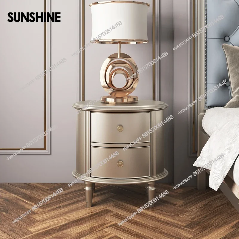 American light luxury bedside table, champagne gold, all solid wood bedroom, bedside locker, second chest cabinetX
