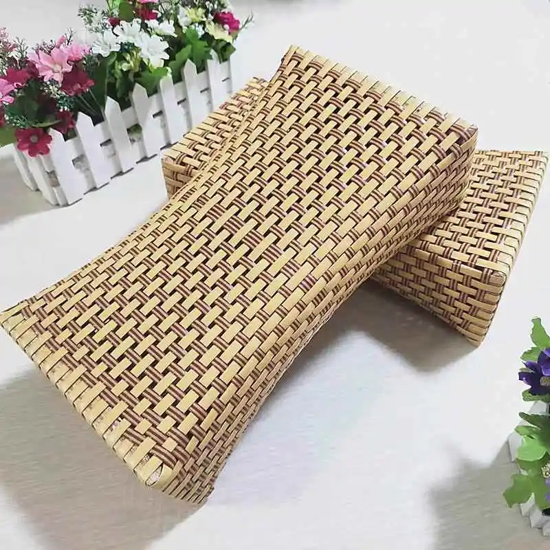 Natural Hollow Bamboo Pillow Neck Support Summer Sweat Steam Long Rectangle Single Person Bedding Hard Support Office Use