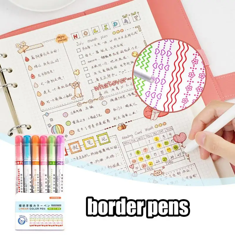 6 шт., разные формы, маркер, роликовый наконечник, изогнутый лайнер, маркеры, ручка для граффити, каваи, канцелярские принадлежности, школьные и офисные принадлежности