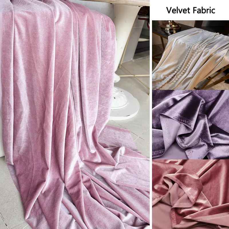 Red Pink Velvet Fabric for Formal Dress Backdrops Wedding Party Decoration Curtain Cloth Drap Handmade Dress DIY Material