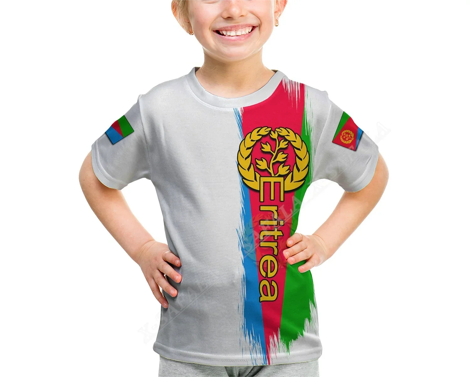 2023 Independence Day Eritrea Flag Africa 3D Print Kids Child Size T-Shirt Top Tees Short Sleeve O Neck Milk Fiber Breathable