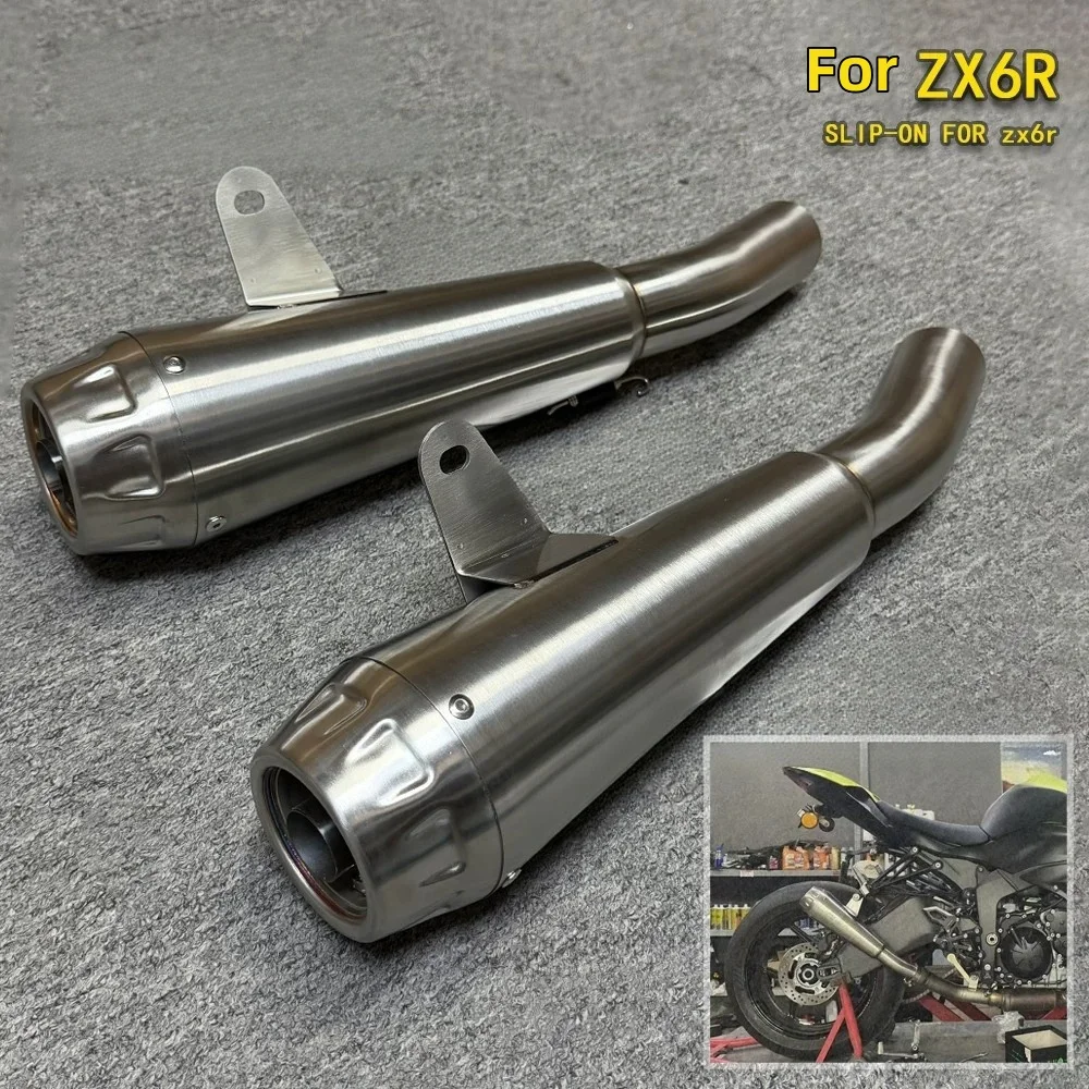 For Kawasaki ZX6R Track-Style Stainless Steel Exhaust Quick-Release Muffler Design Rust-Resistant Durable Direct-Fit Performance