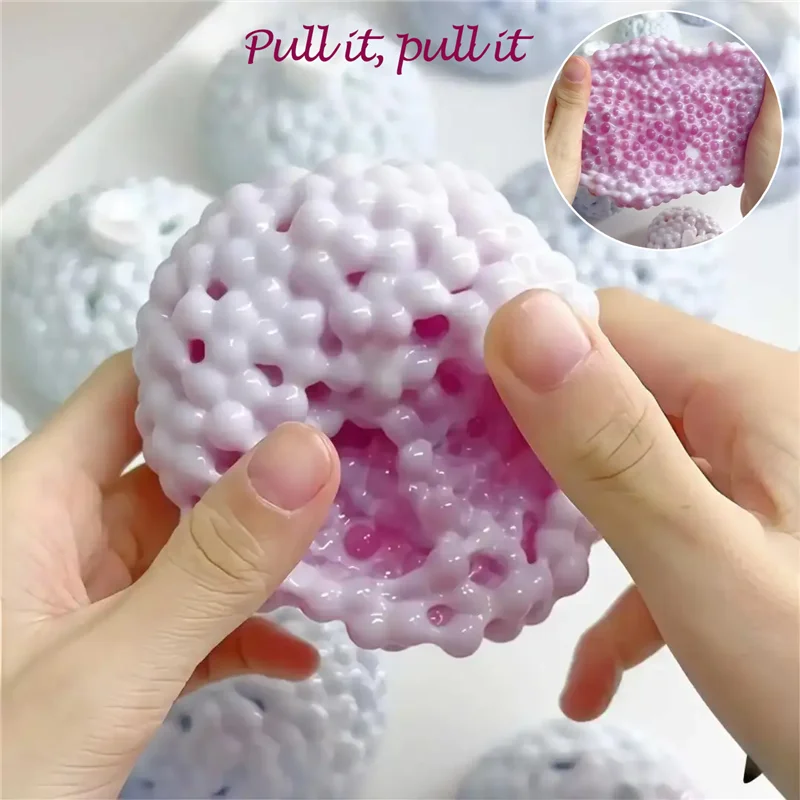 Glutinous Rice TPR Outer Skin Crackling Squish Stress Ball Relief Dual Texture Sensory Toy Fidget Hand Exercise Relax ADHD Gift