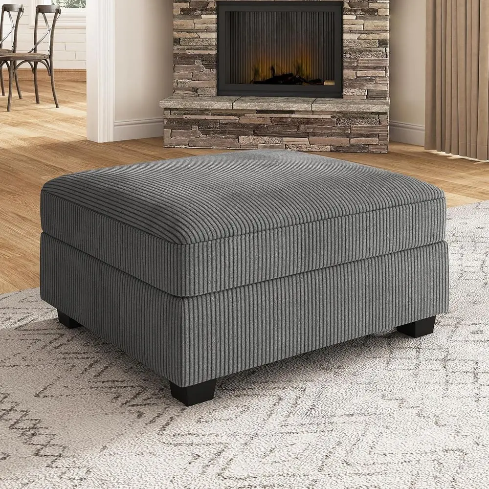 Gray Modular Sectional Sofa with Removable Storage Ottoman