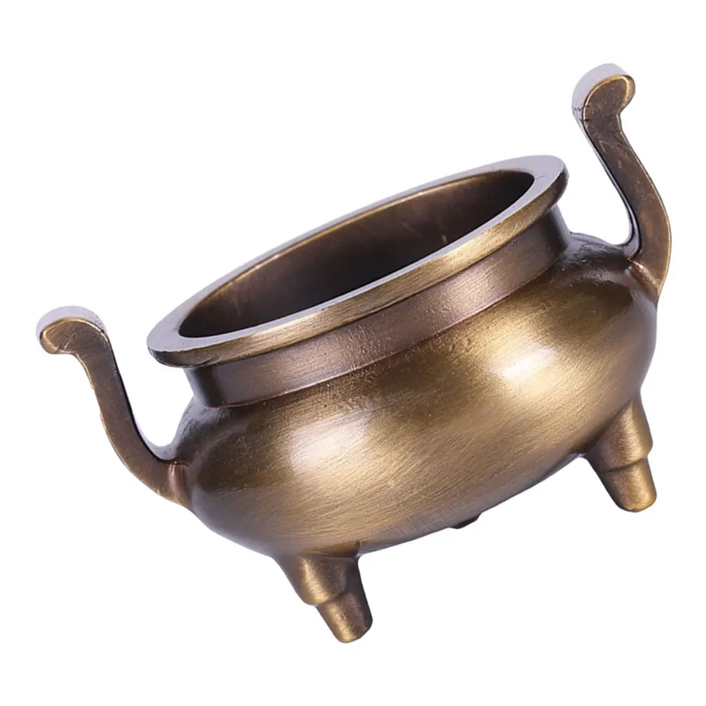

1pc Pure Copper Incense Burner Vintage Style Home Decor Aroma Therapy Furnace Creative Desktop Ornament For Temple Indoor Use