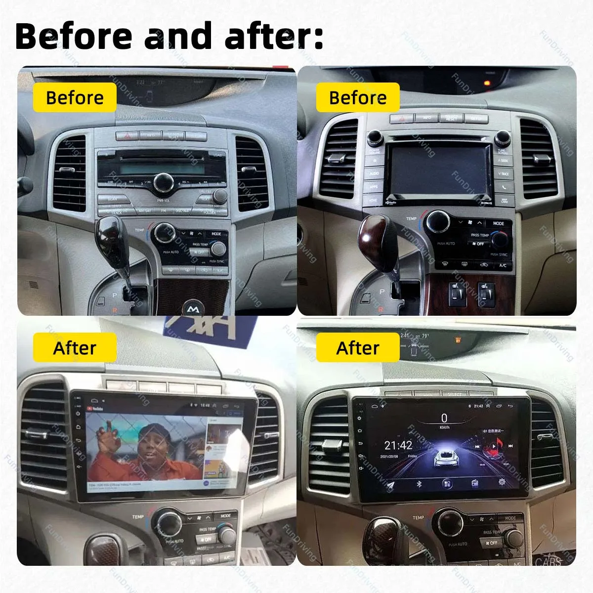 Android Car Radio for Toyota Venza 2009 - 2016 2 Din Multimedia 4G FM RDS WIFI GPS Navigation Stereo Carplay Auto Autoradio