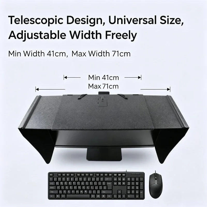 Adjustable Monitor Sun Shade Hood Anti‑Glare Anti‑Peep Dust‑Proof Cover For 27 Inch 32 Inch Desktop Computer Screen