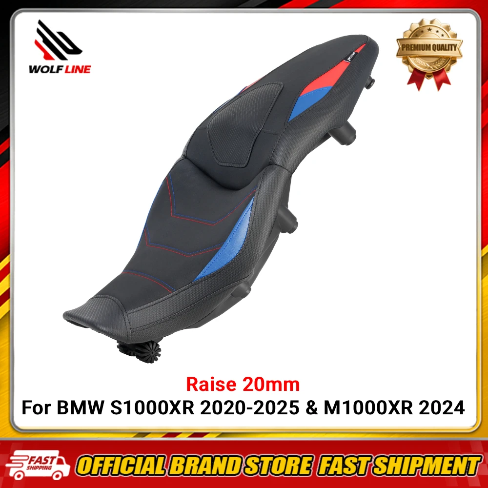 WOLFLINE Raise 20mm Integrated Seat for BMW S1000XR 2020-2025 & M1000XR 2024 Comfort One-Piece Seat Cushion for Country Travel