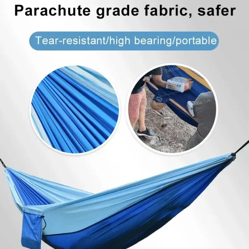 Double Anti-Rollover Nylon Hammock, Outdoor Swing, Parachute Cloth, Camping