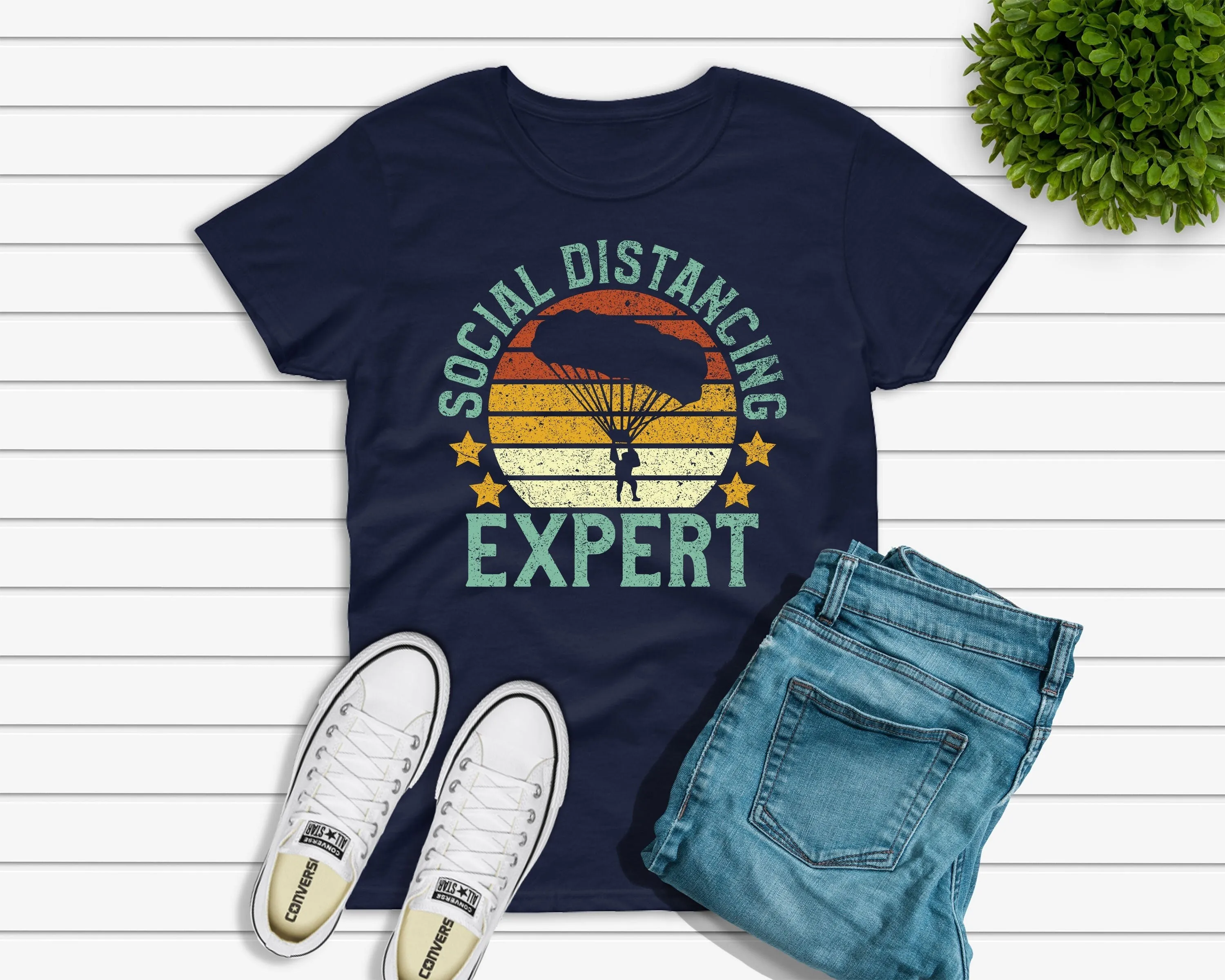 Skydiving Social Distancing Expert T Shirt Skydiver For Him Or Her Sky Dive Lover Jersey