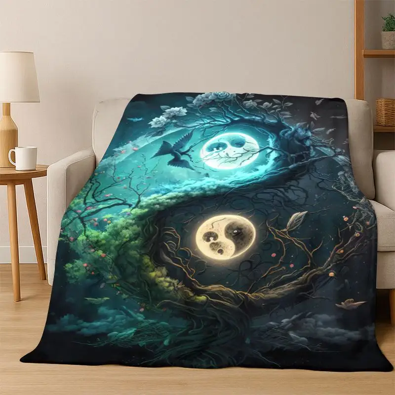 Tree of Life Nordic Mythology Yggdrasil Nature cartoon Flannel Blanket Soft Throw Blanket for Bedroom Living Room Bed Travel kid