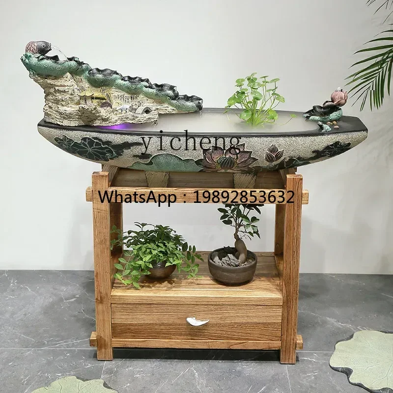 BB لاكي فنغ شوي عجلة زخرفة المياه، غرفة المعيشة مكتب الطابق الجنينة نافورة خزان الأسماك المرطب #2