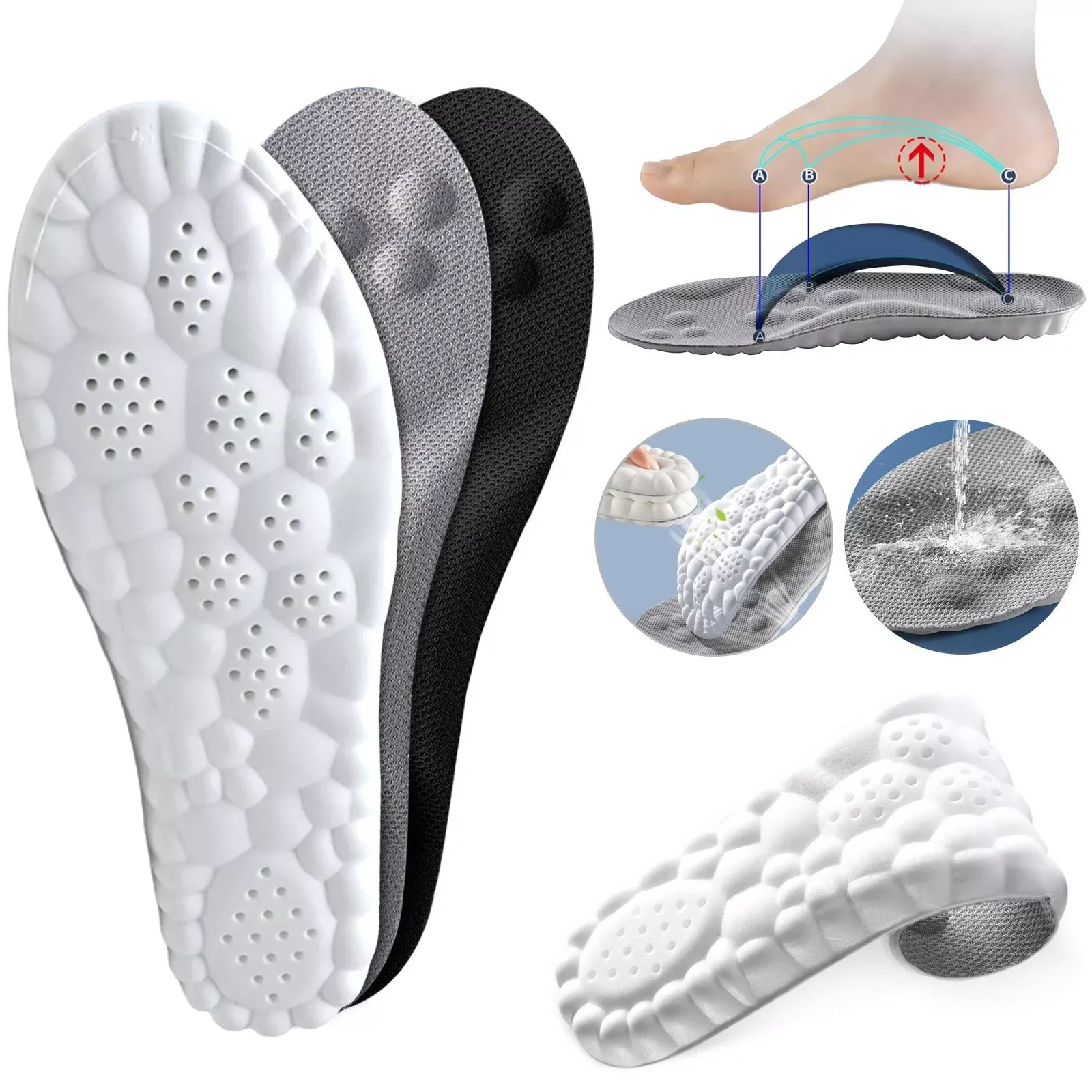 4D Cloud Technology Insoles Hiking Trainer Inner Soles Inserts Breathable Work