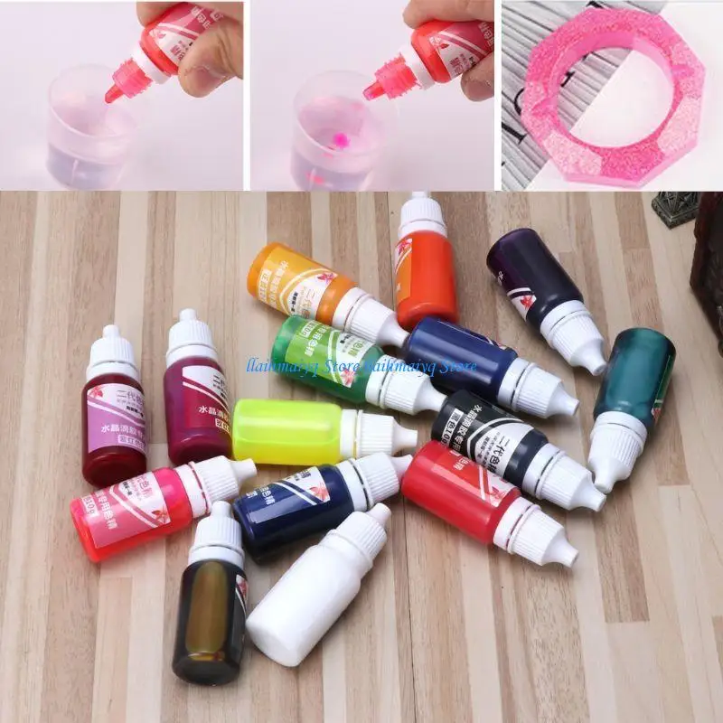 573B 10ml 15 Color Epoxy UV Resin Colorant Jewelry Liquid Pigment Soap Dye