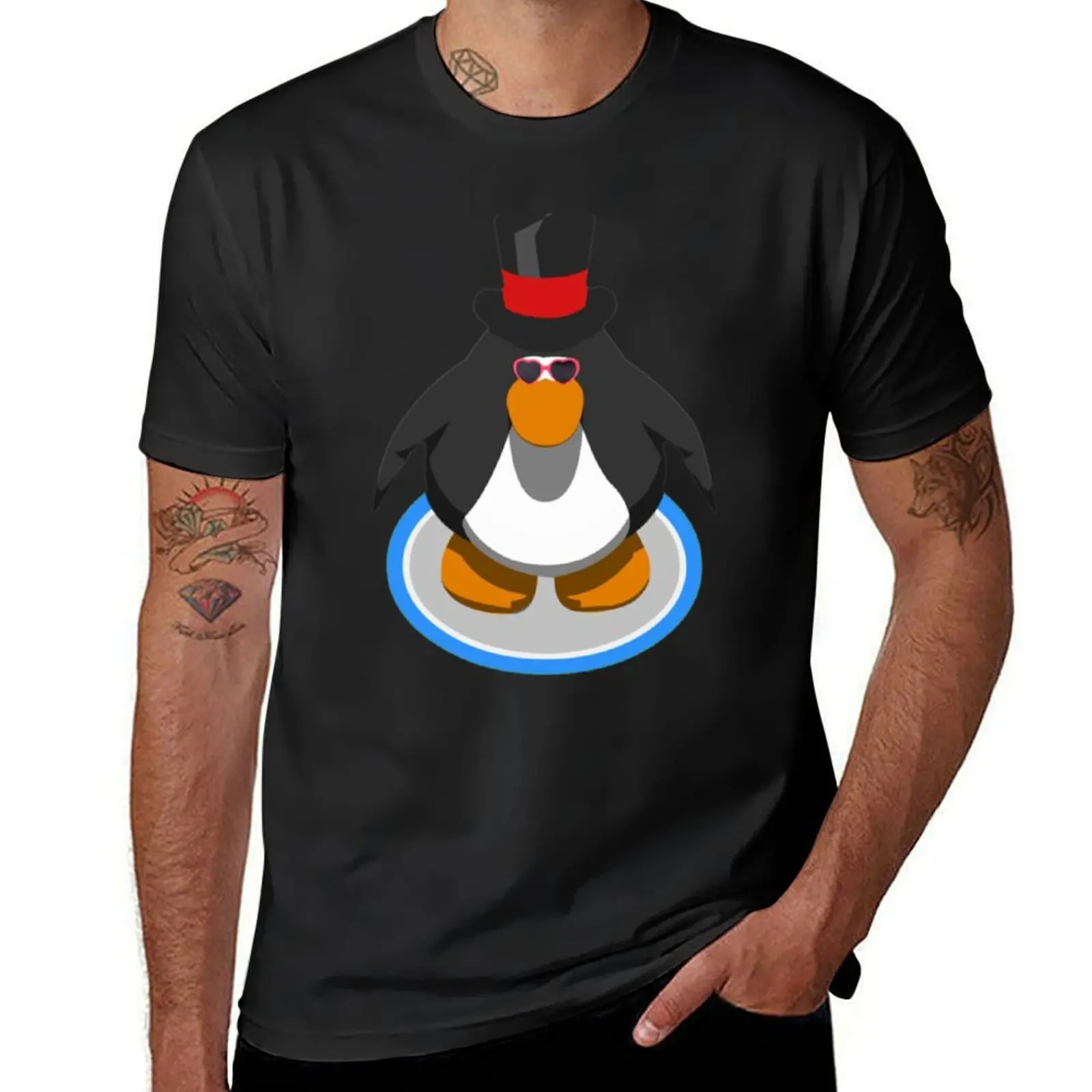 

Club Penguin (Black) Long T-Shirt plain quick-drying summer tops fruit of the loom mens t shirts