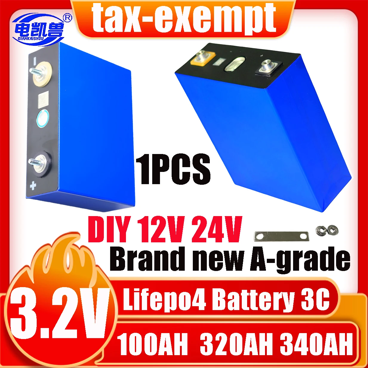 

Класс A Новый 3,2 В 100 Ач 320 Ач 340 Ач Lifepo4 аккумулятор DIY 12 В 24 В Высокая мощность RV тележка для гольфа аккумуляторная батарея для хранения солнечной энергии