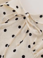 Chu Sau beauty Women New Fashion Sweet Polka Dot Print Chic Ruffles Midi Dress French V-Neck Puff Sleeve Vintage Party Dresses - Image 5
