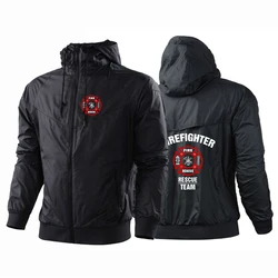 Firefighter Rescue Team Printing Fashion 2023 New Men's Spring Autumn Splicing Windbreaker Tracksuit Slim Fit Wild Hoodies Coat