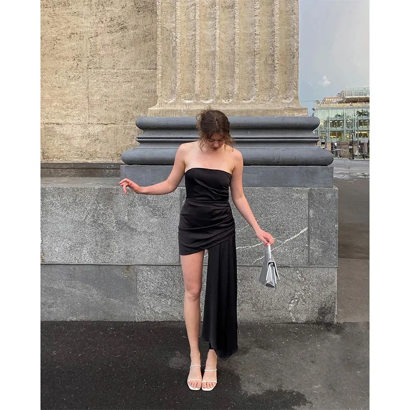 

Sexy Strapless Mini Cocktail Prom Dress Backless Ruched Evening Party Gown Customize Women Special Occasion Dress