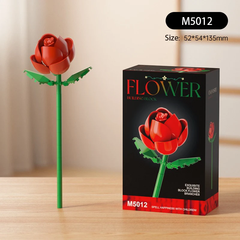 Simulatie Bloemen Bouwstenen Roos Zonnebloem Jasmijn Assemblagemodel Ornamenten MOC Technische stenen voor Valentijnsdagcadeau