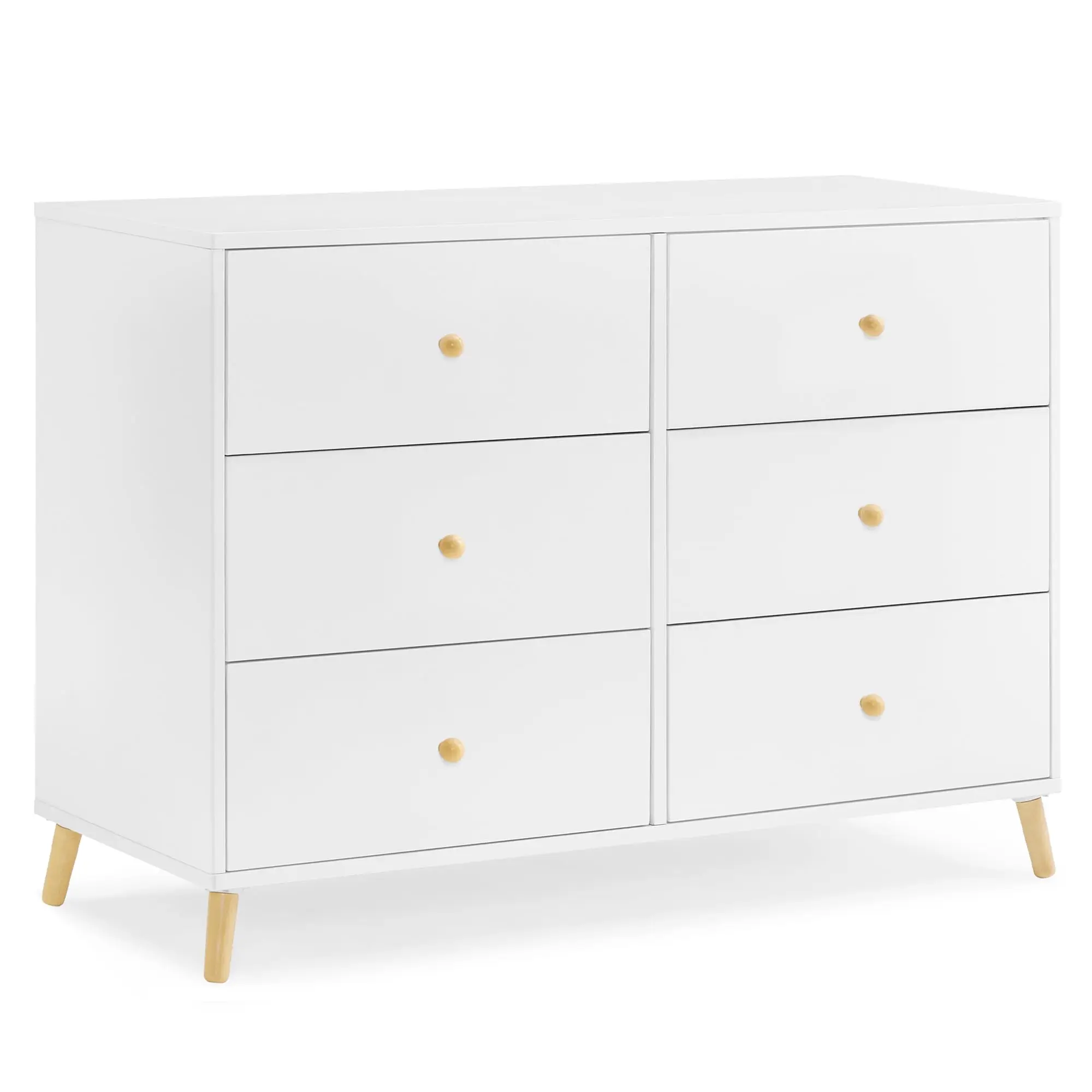 Essex 6 Drawer Dresser Bianca White/Natural Multi-purpose Locker Plenty of Storage Space Standard Engineered Wood Etc